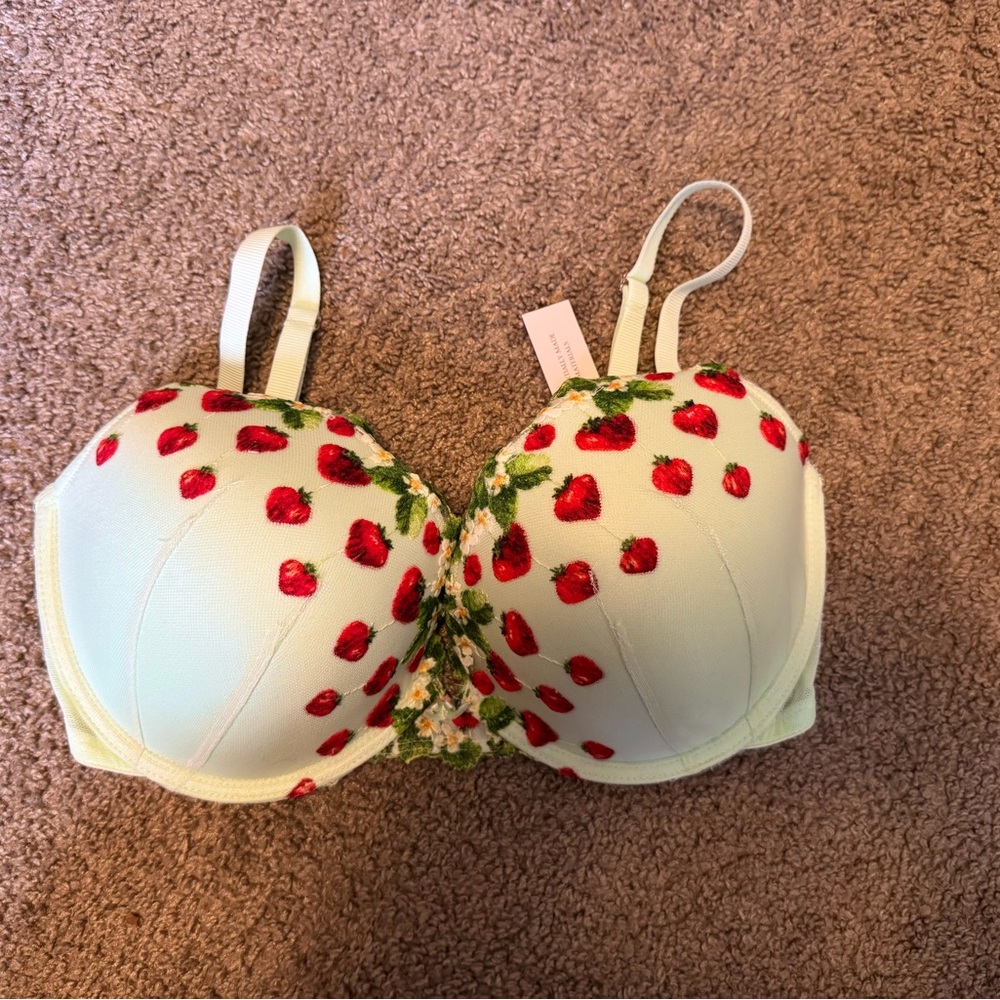 NWT Victoria Secret Strawberry Embroidered Padded Bra 🍓